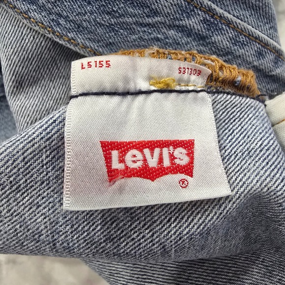 Levis 501 Original Womens Light Wash Distressed Cut Off Denim Shorts Patched - Picture 8 of 9